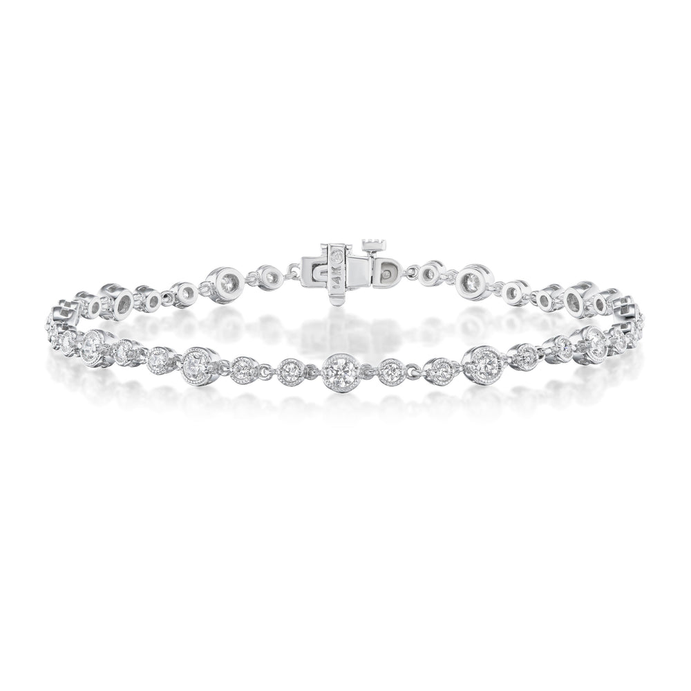 Milgrain Beaded Diamond Link Bracelet