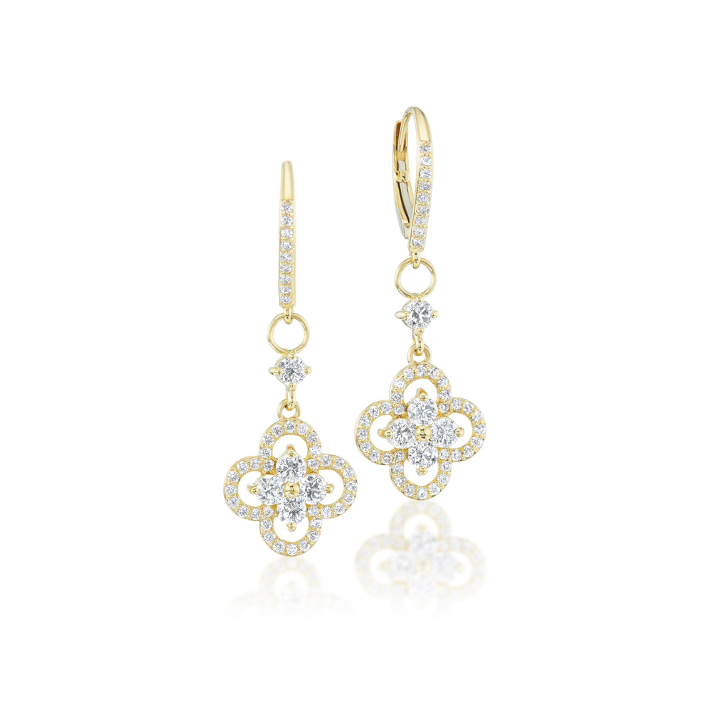 Barmakian Diamond Flower Cluster Drop Earrings
