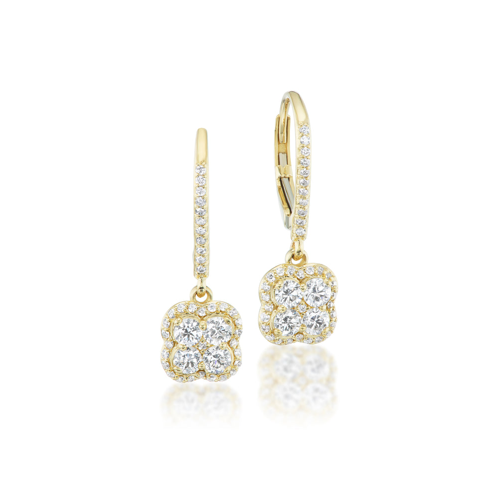 Barmakian Diamond Clover Cluster Drop Earrings