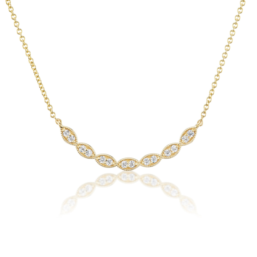 Yellow Gold Curved Diamond Necklace
