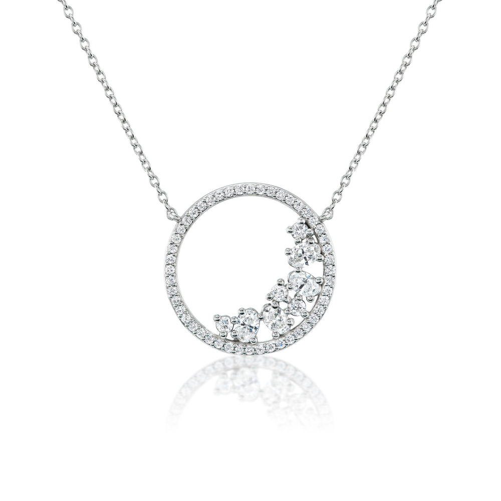 Diamond Cluster Circle Necklace