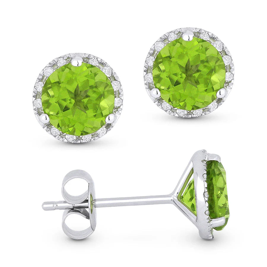 Peridot and Diamond Stud Earrings