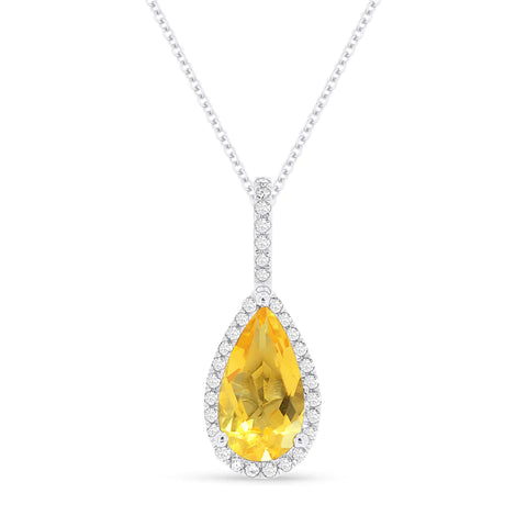 Citrine and Diamond Pear Shape Pendant