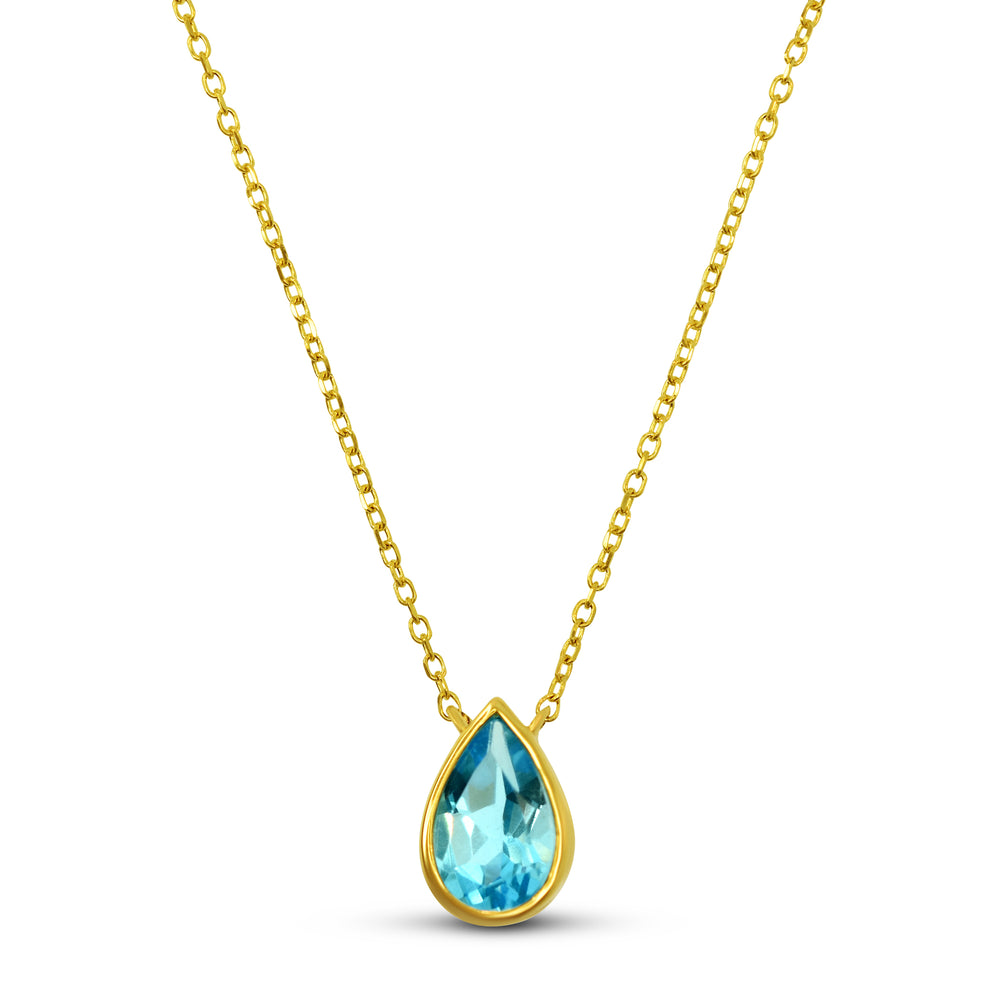Pear Shape Blue Topaz Necklace