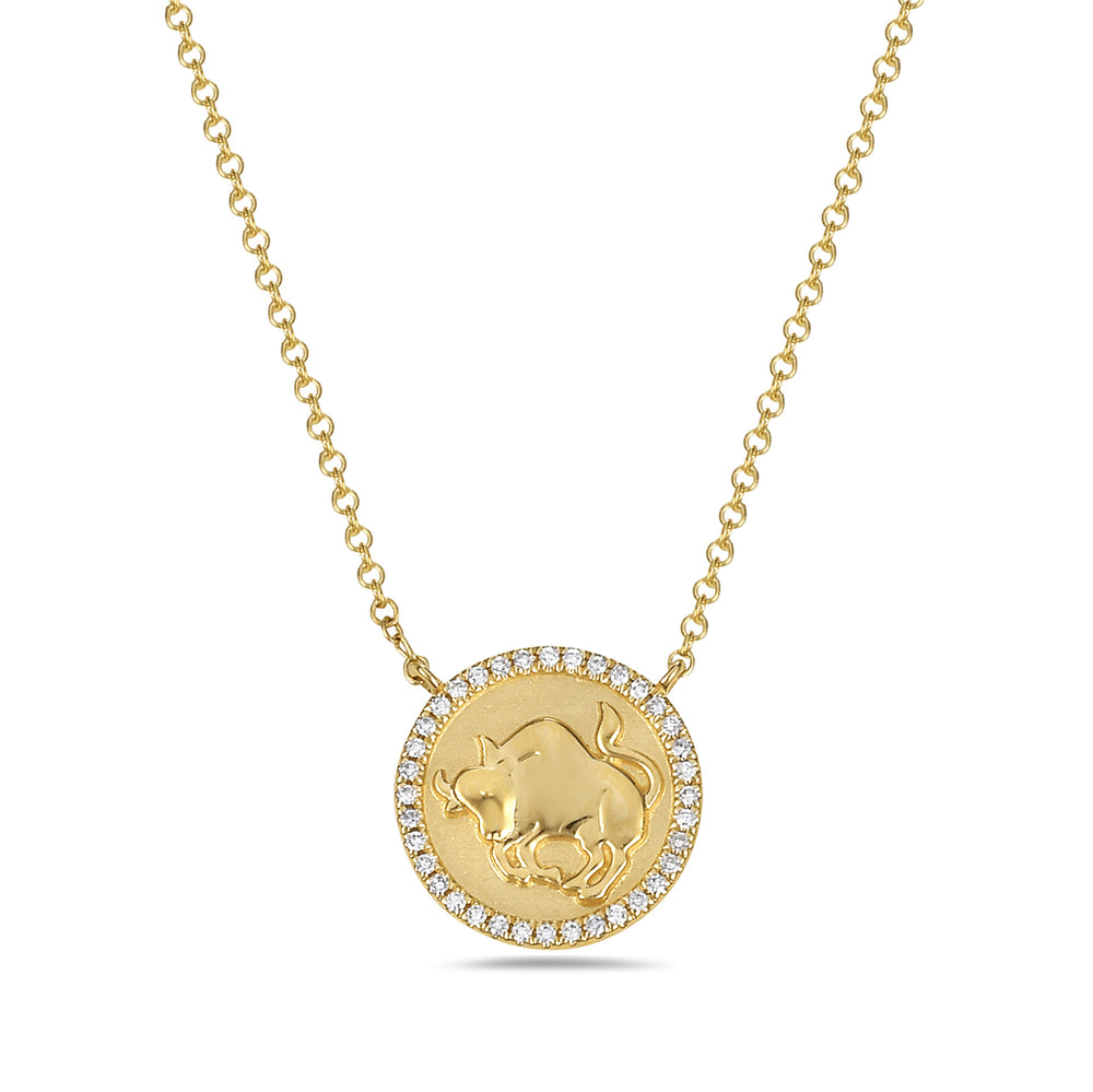 Diamond Taurus Medallion Necklace