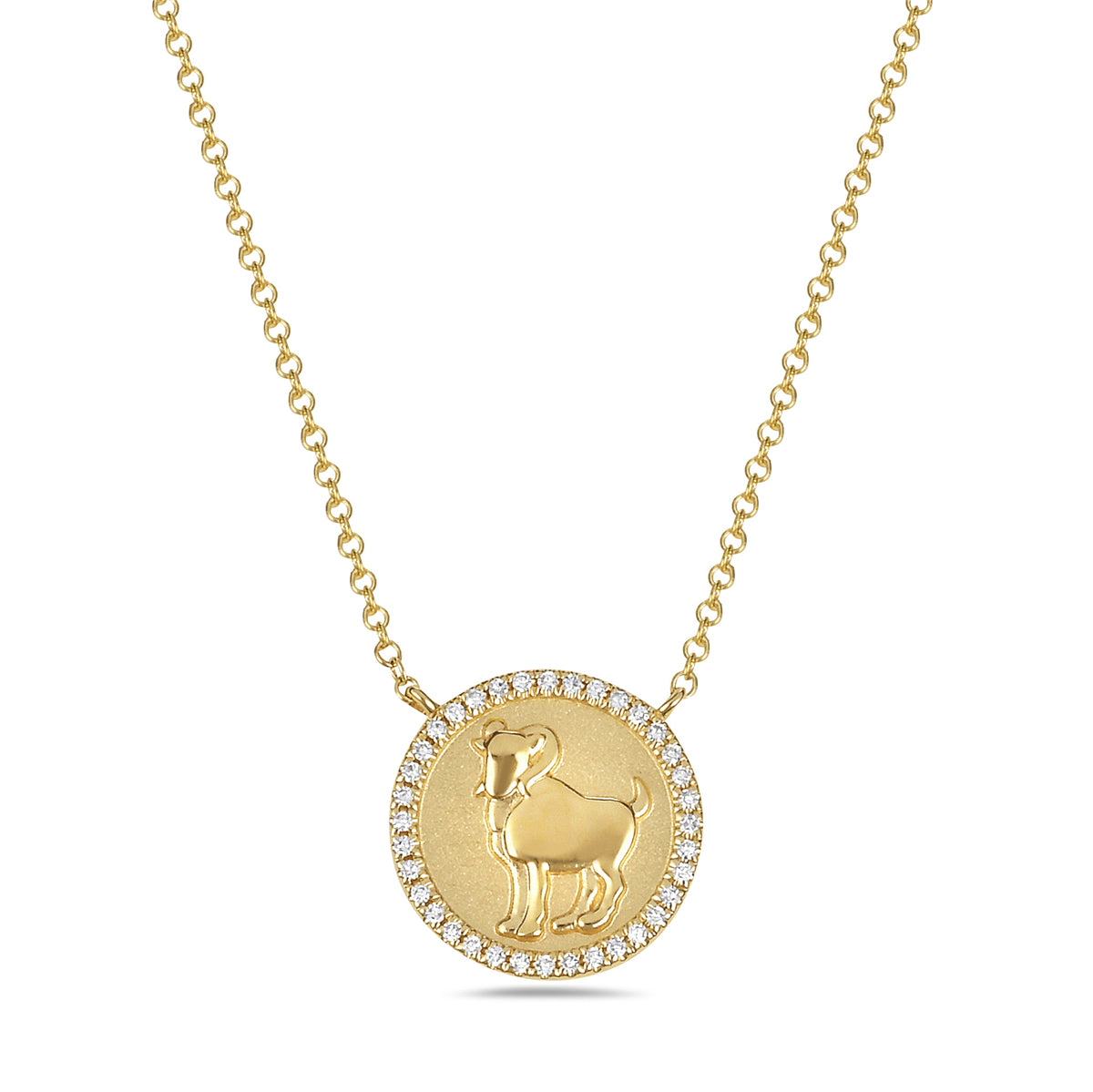 Barmakian Diamond Aries Medallion Necklace
