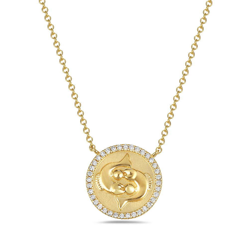Diamond Pisces Medallion Necklace