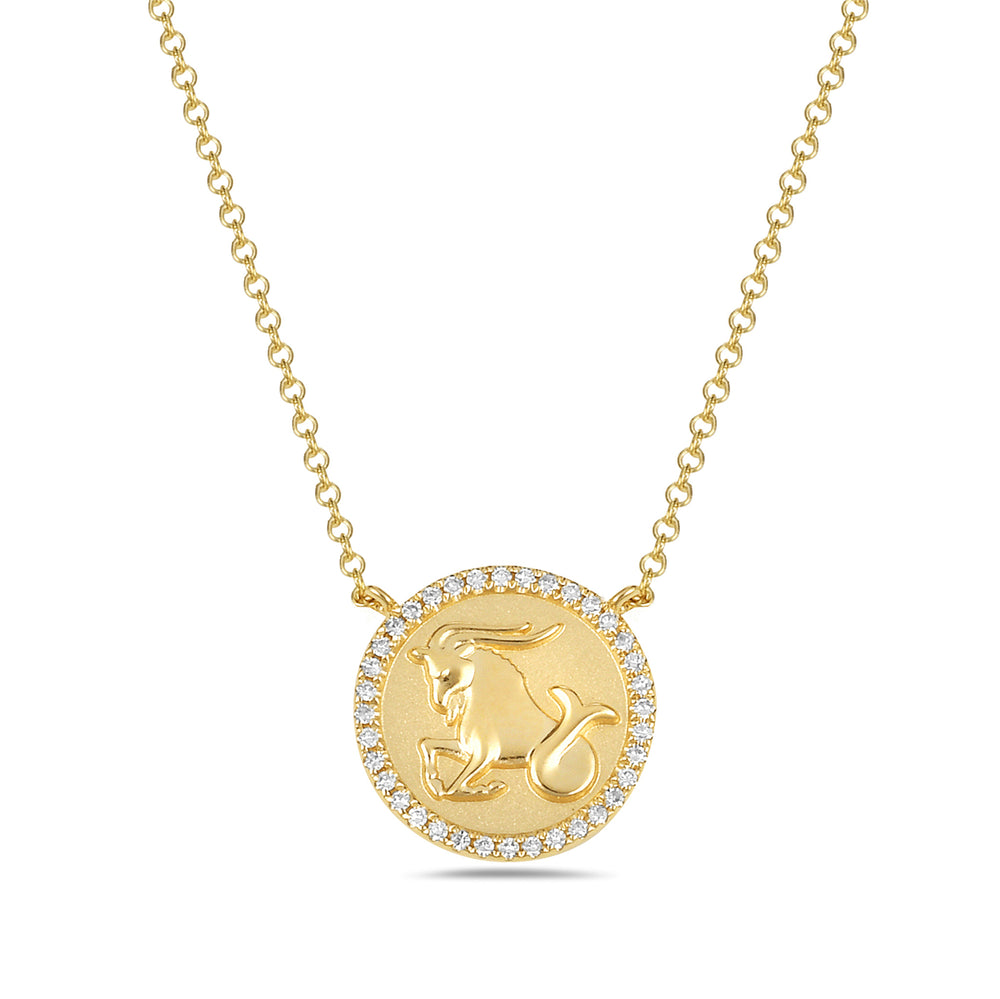Diamond Capricorn Medallion Necklace