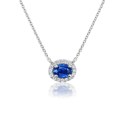 Sapphire and Diamond Halo Pendant
