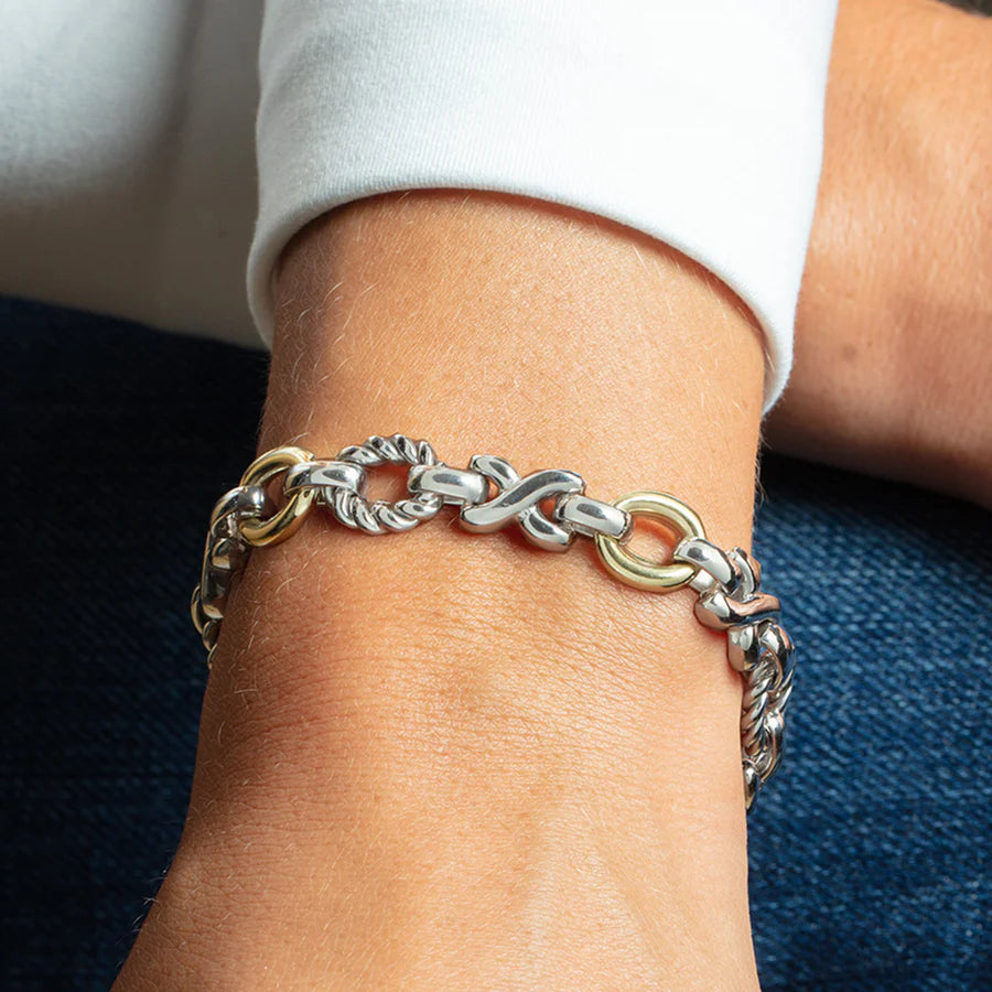 Phillip Gavriel Silver & 18kt Gold XO Cable Bracelet