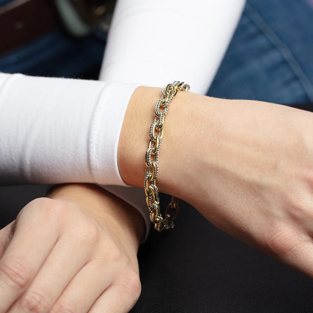 Phillip Gavriel Silver & 18kt Gold Double Small Paperclip Link Bracelet