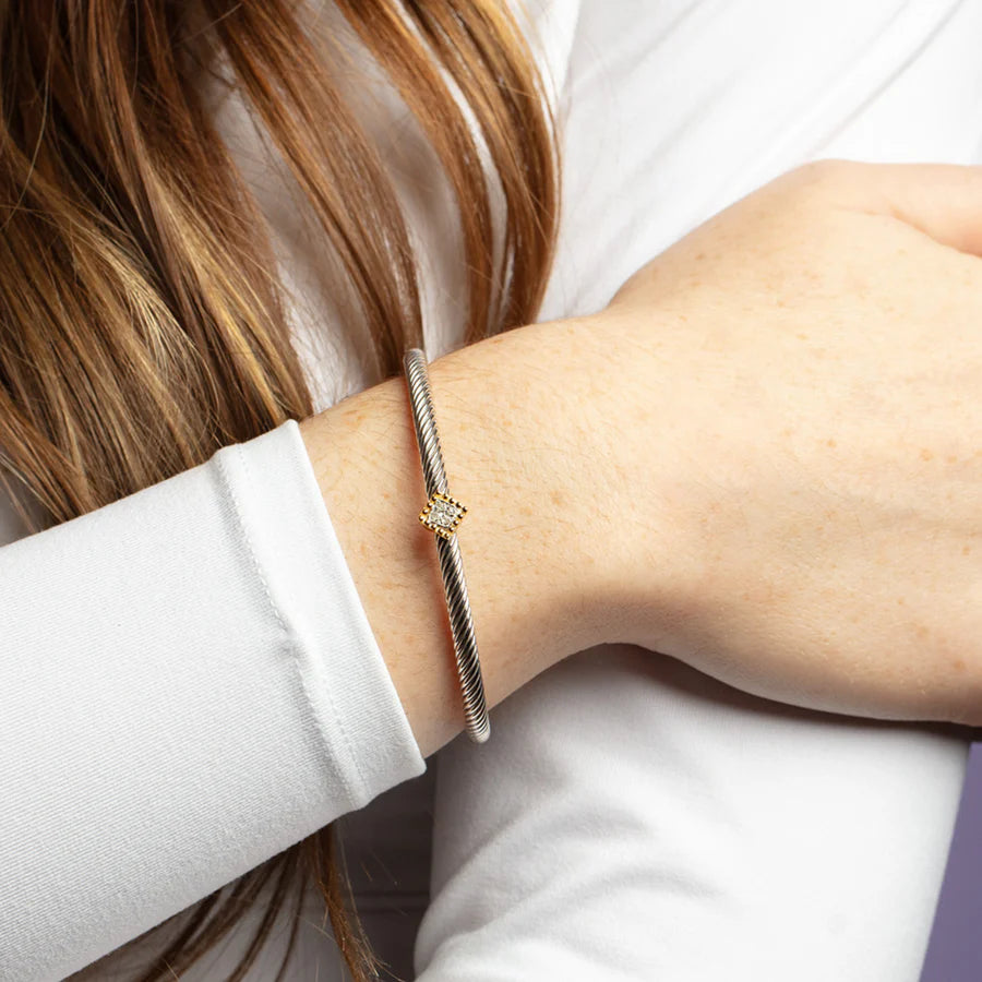 Phillip Gavriel Twist Cuff Bangle with Square Diamond Station