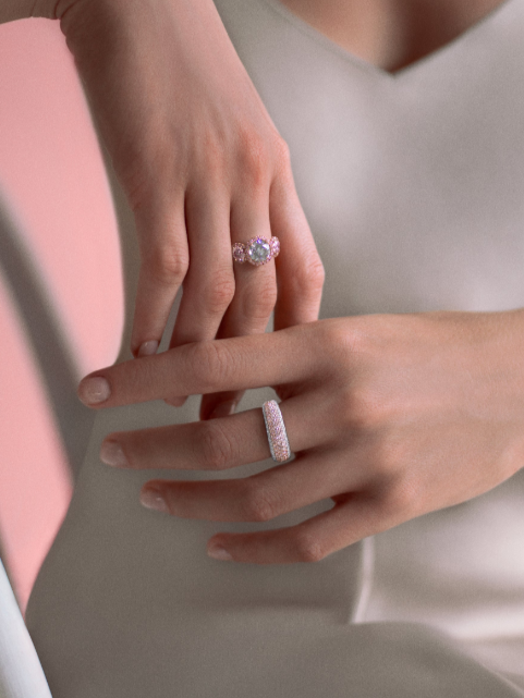 Argyle Pink Diamond 5 Row Band