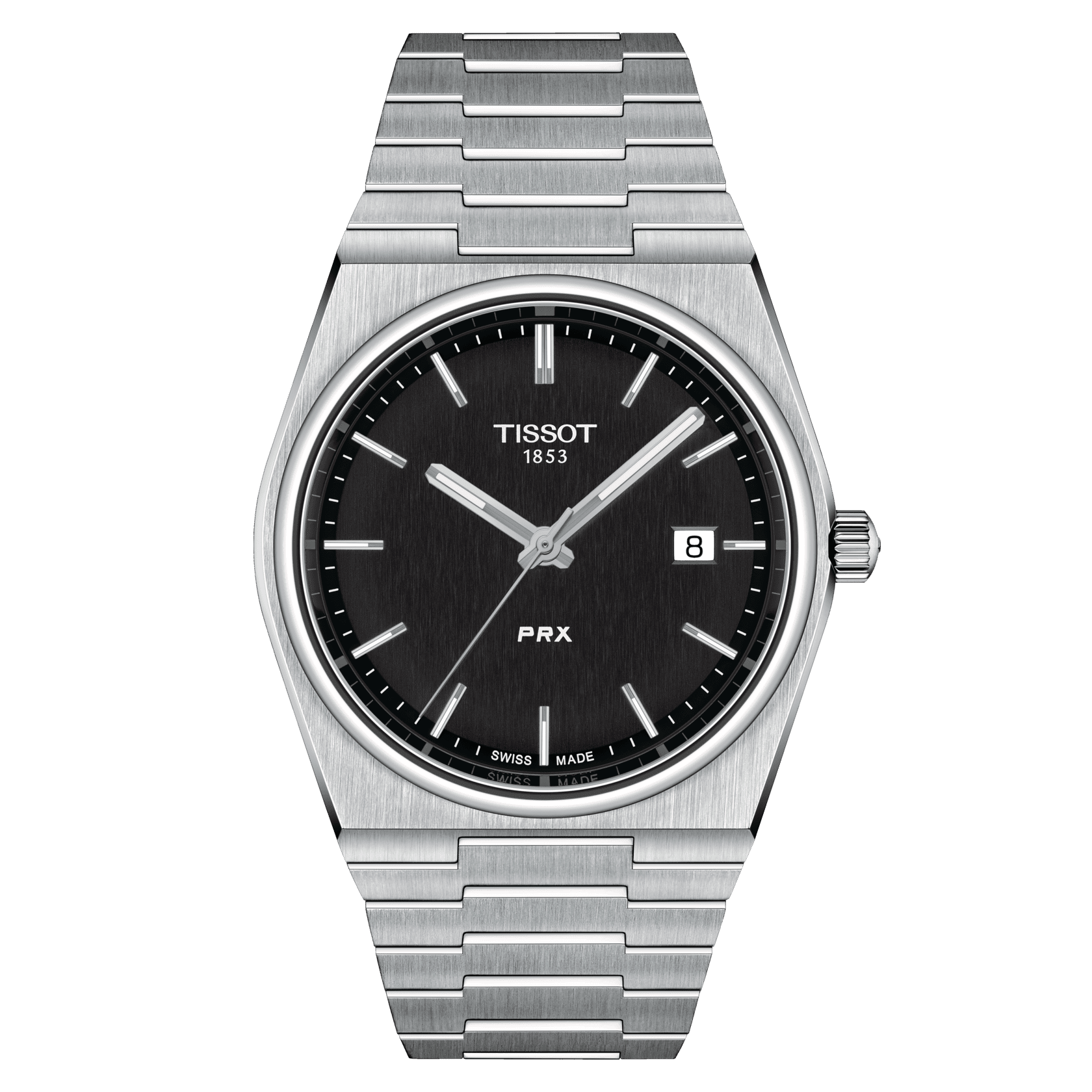 TISSOTティソ　PRX クォーツ　ブラック 正規品TISSOT ティソ PRX ブラック文字盤 クォーツ駆動（電池
