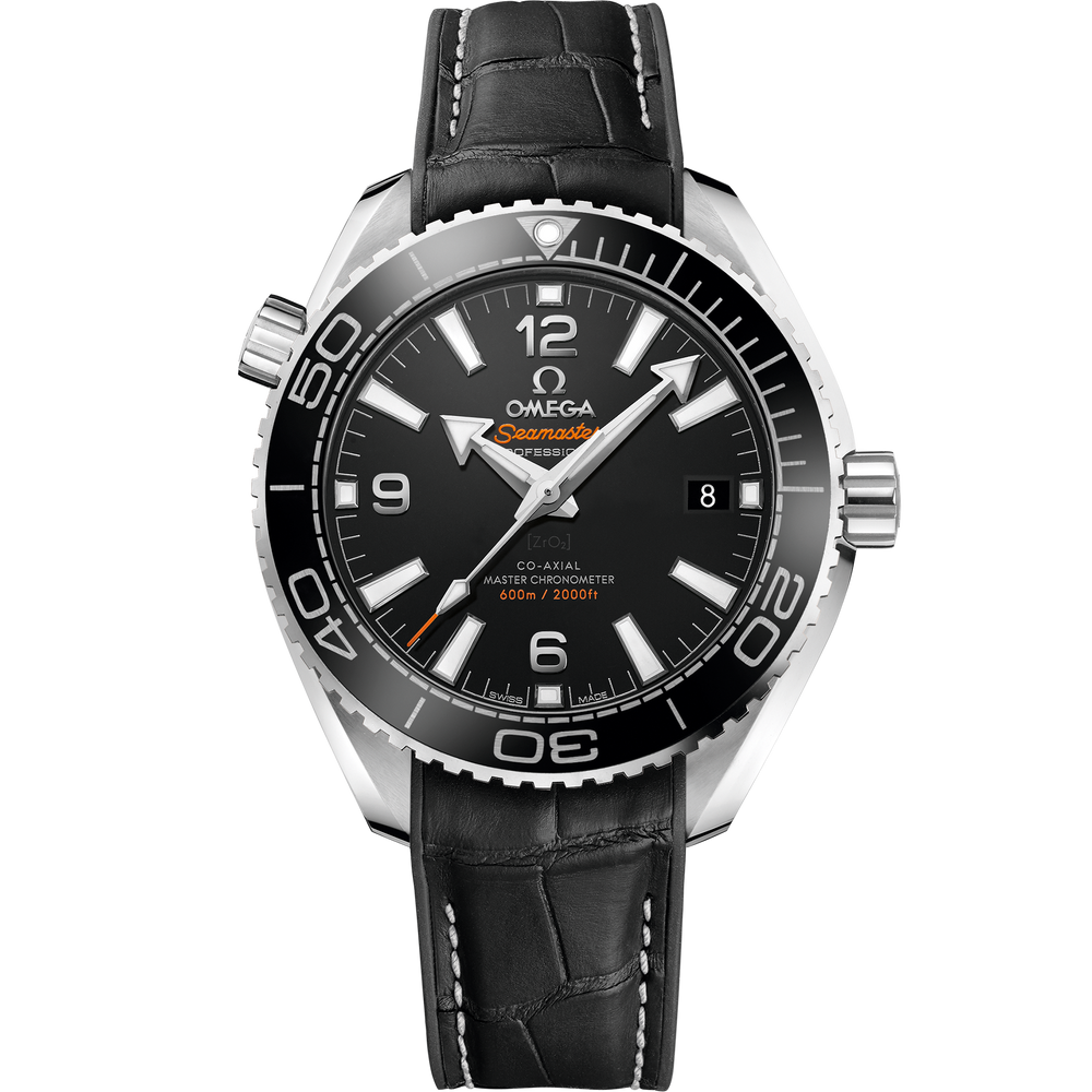 Omega Seamaster Planet Ocean 600M 39.5 mm steel on leather strap with rubber lining