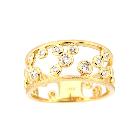 Dilamani Yellow Gold Diamond Bubble Ring