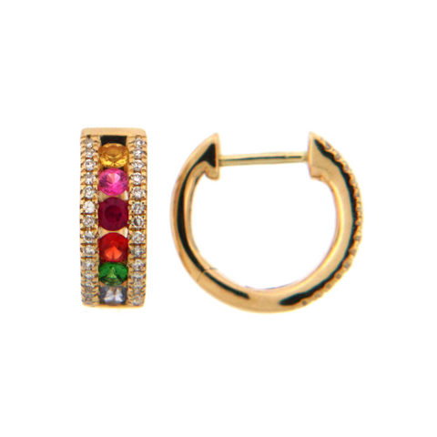 Dilamani Rainbow Sapphire Hoop Earrings