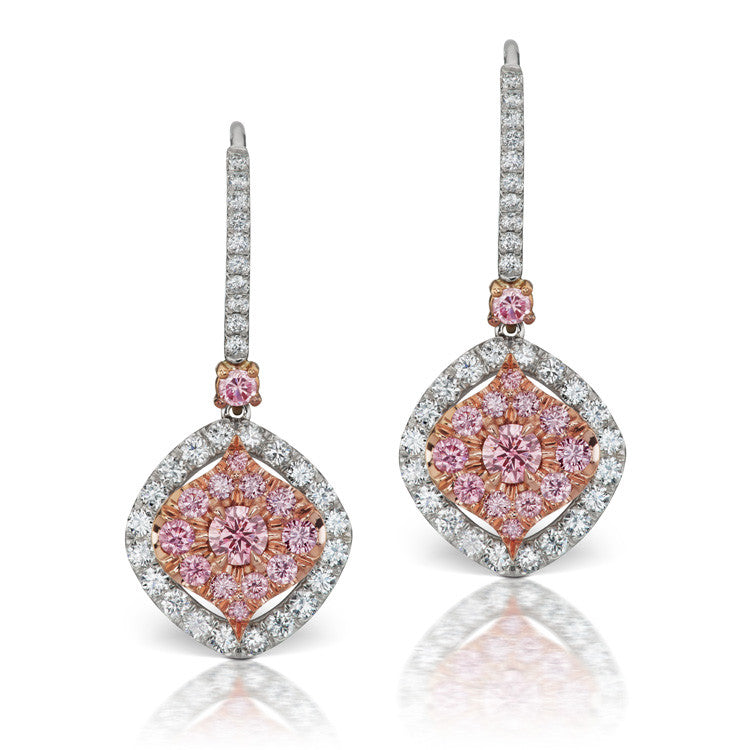 Argyle Pink Diamond Halo Drop Earrings