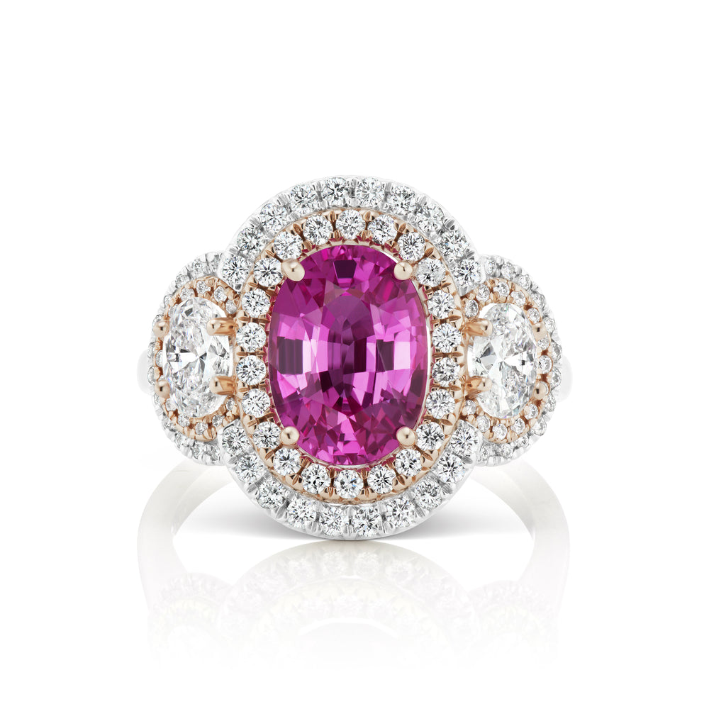Barmakian Pink Sapphire and Diamond Ring