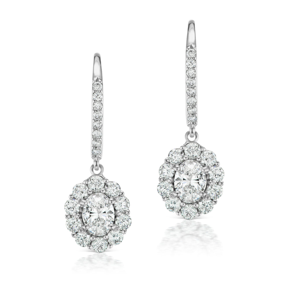 Barmakian Oval Diamond Drop Earrings