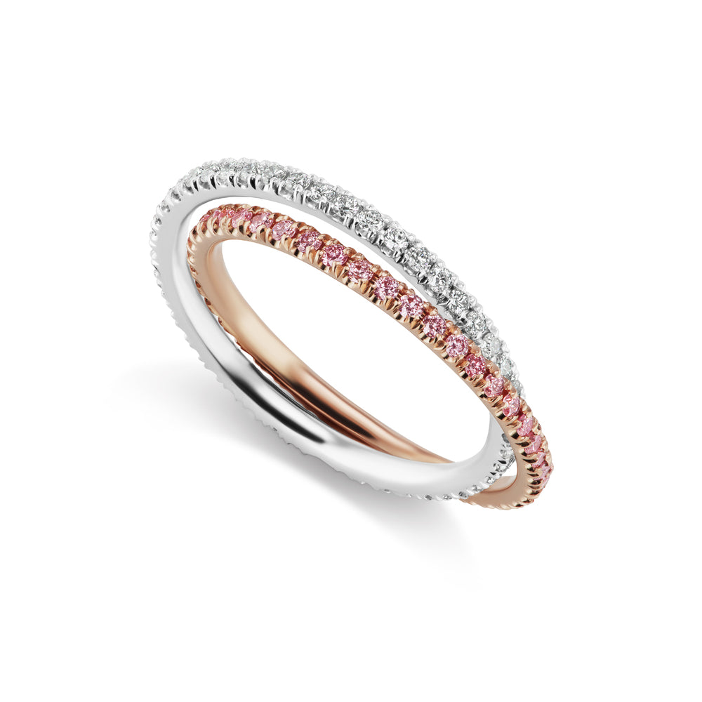 Barmakian Pink and White Diamond Rolling Eternity Ring
