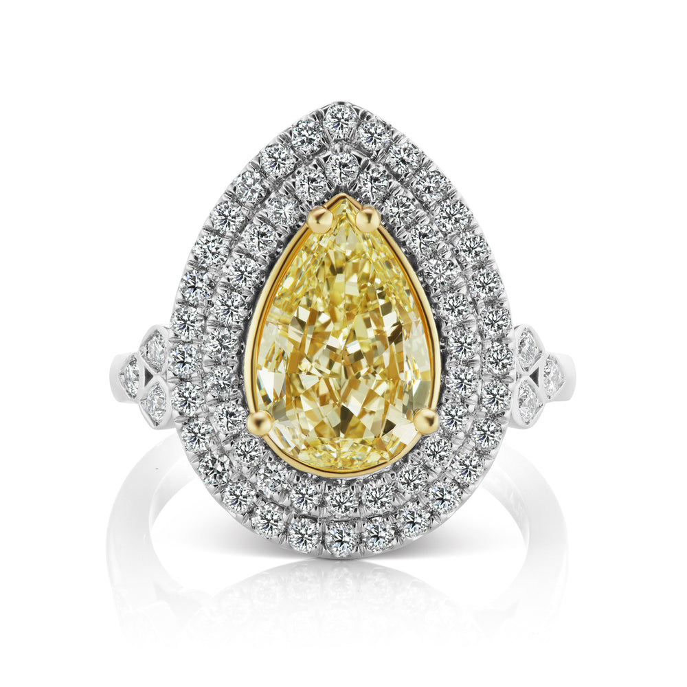 Barmakian Pear Shape Yellow Diamond Ring