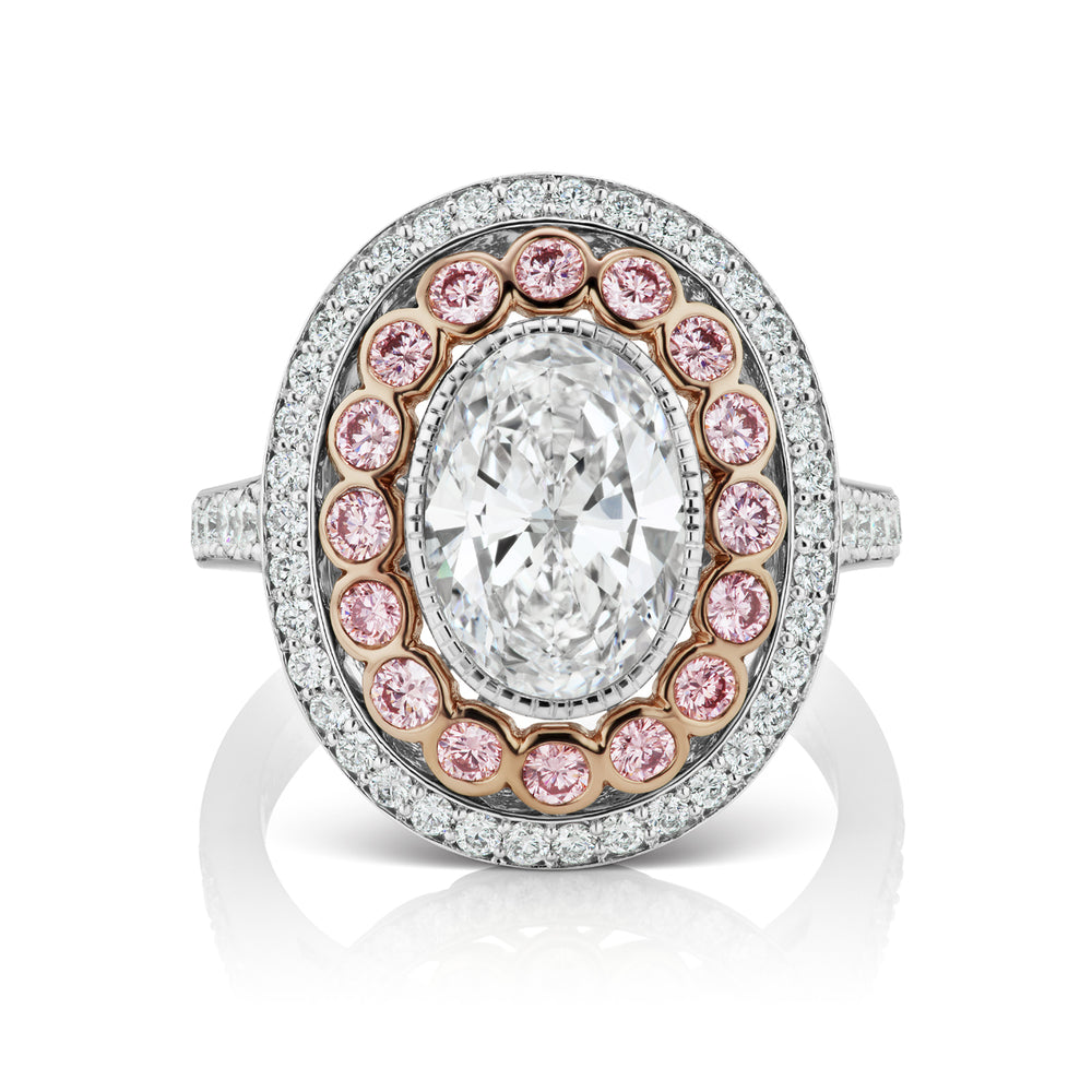 Barmakian Oval Diamond & Pink Diamond Ring