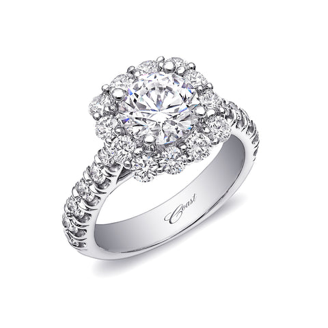 Coast Diamond Cushion Shape Halo Engagement Ring