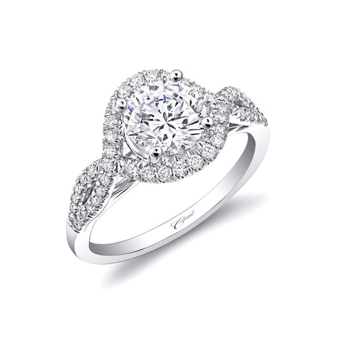 Coast Diamond Halo Engagement Ring with Twisted Band