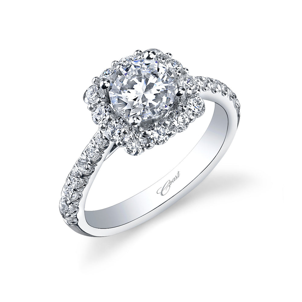 Coast Diamond Cushion Shape Halo Engagement Ring