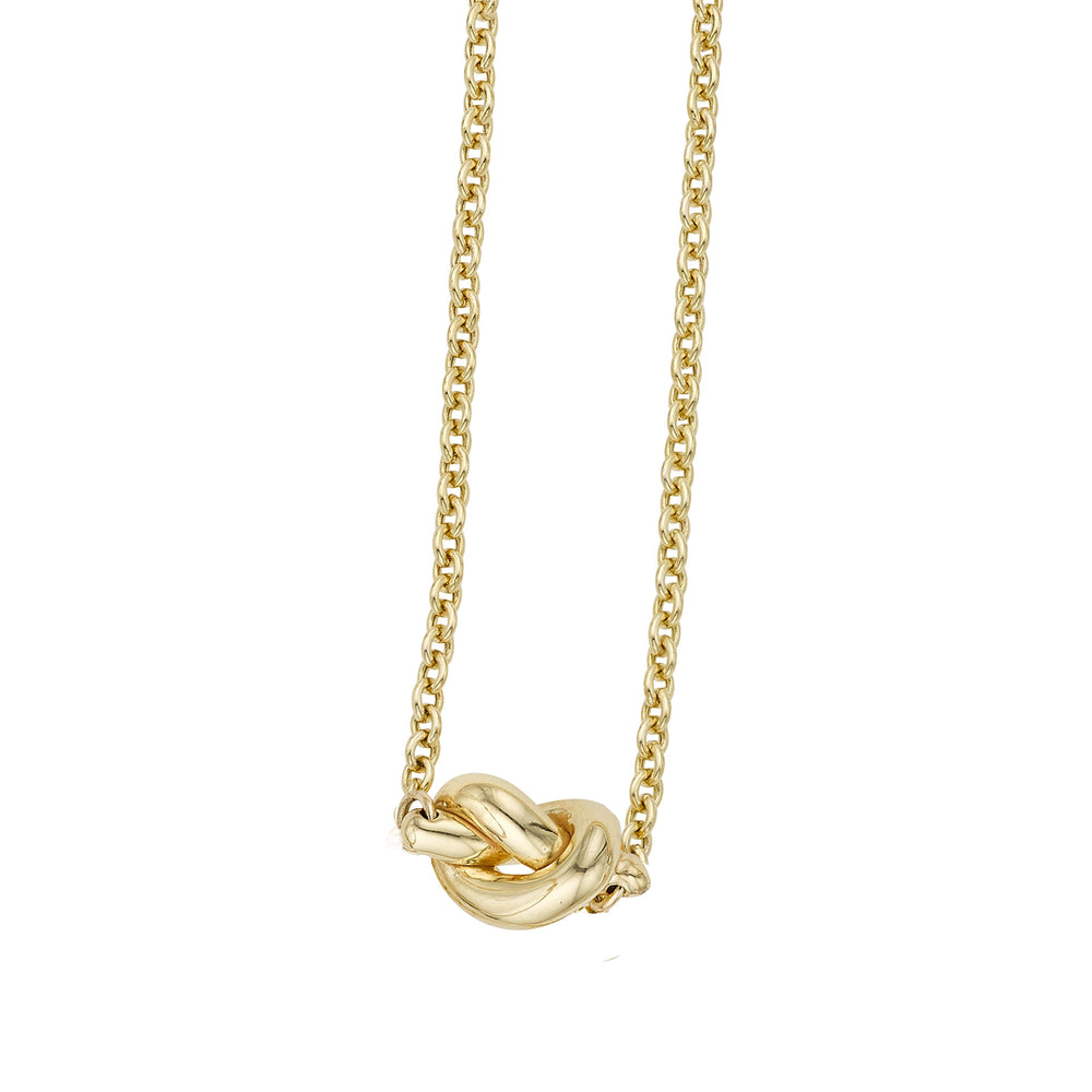 Yellow Gold Puffed Love Knot Necklace