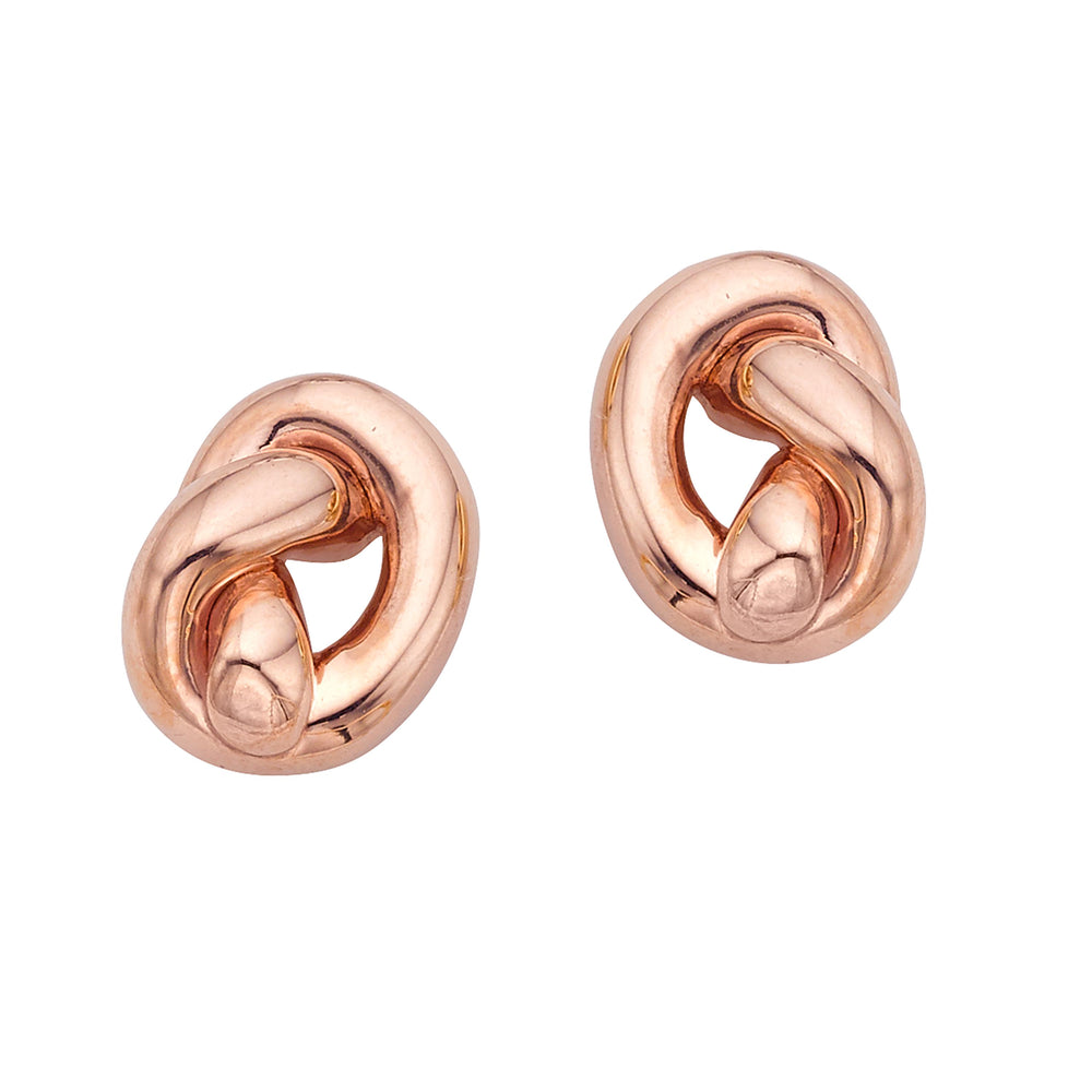 Rose Gold Puffed Love Knot Earrings