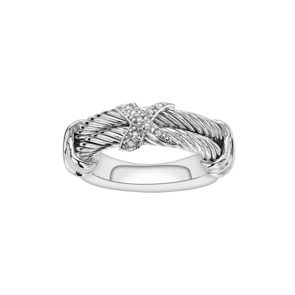 Phillip Gavriel Silver Diamond "X" Ring