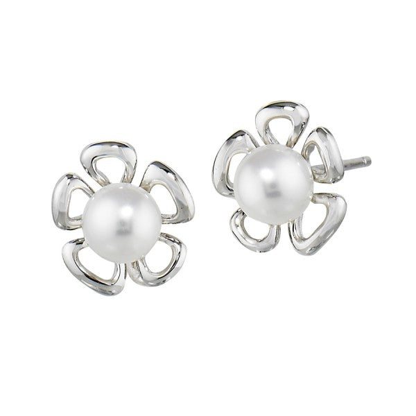 Freshwater Pearl Stud Flower Earrings