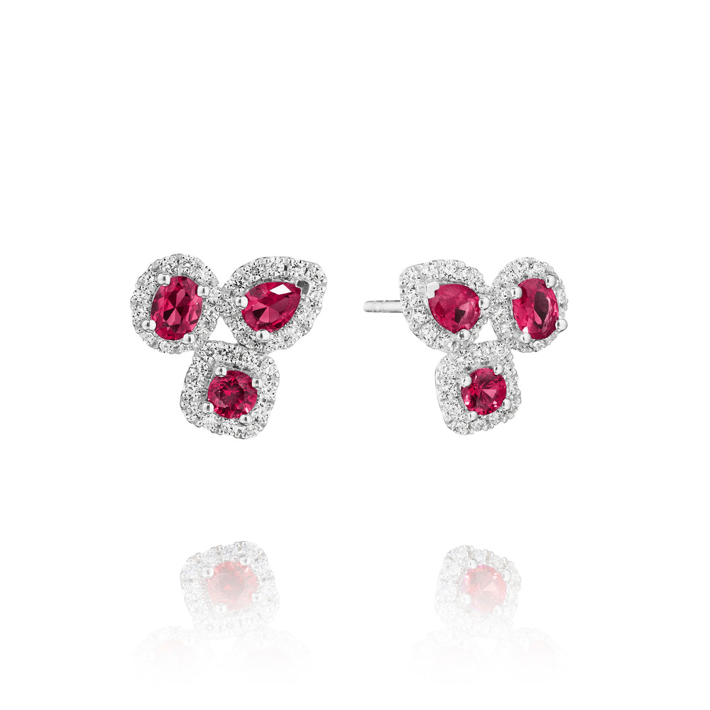 FANA Ruby and Diamond Cluster Earrings