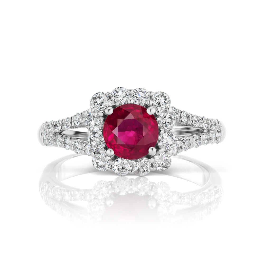 Barmakian Ruby and Diamond Halo Ring