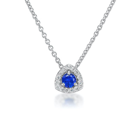 Sapphire and Diamond Halo Pendant
