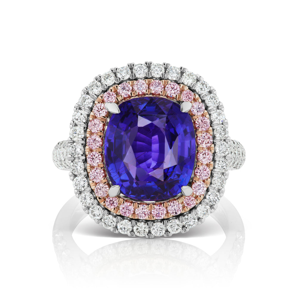 Barmakian Purple Sapphire and Pink Diamond Ring