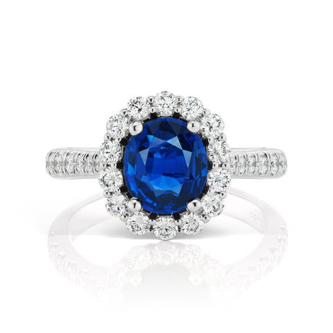 Barmakian Sapphire and Diamond Halo Ring