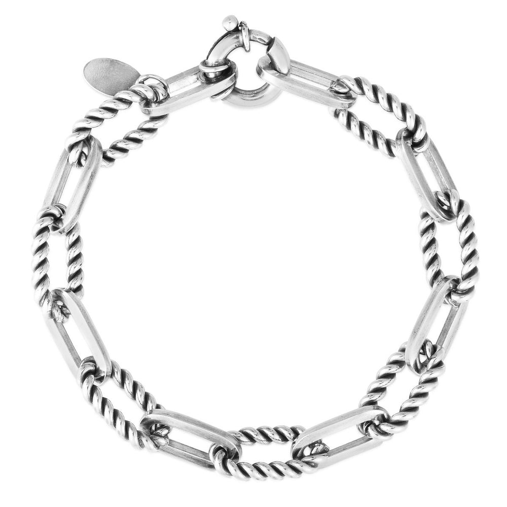 Sterling Silver Paperclip and Cable Bracelet