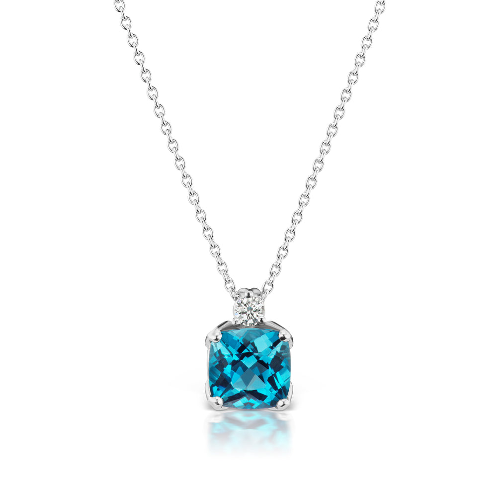 Barmakian Blue Topaz and Diamond Pendant
