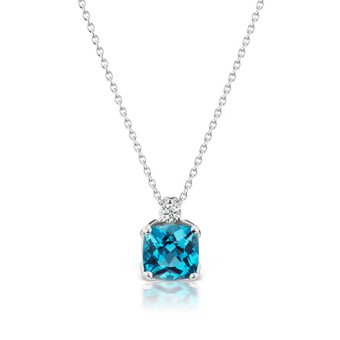 Barmakian Blue Topaz and Diamond Pendant