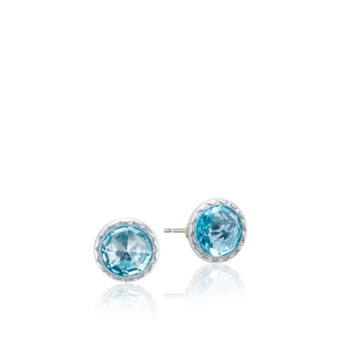 Tacori Round Bezel Stud Earrings featuring Sky Blue Topaz