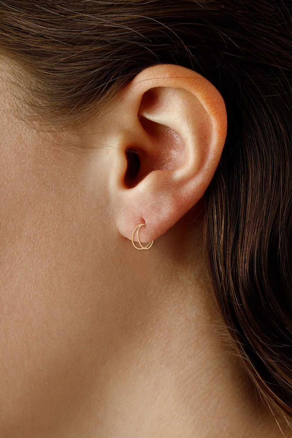 Yellow Gold Tappered Double Wire Hoop Earrings