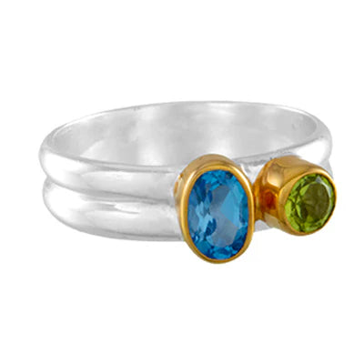Michou Blue Topaz Peridot Ring