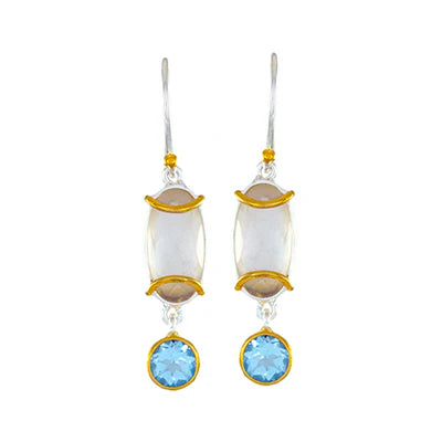 Michou Blue Topaz and Mother of Pearl Earrings