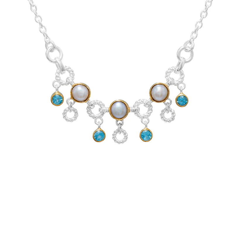 Michou Blue Topaz and Pearl Necklace