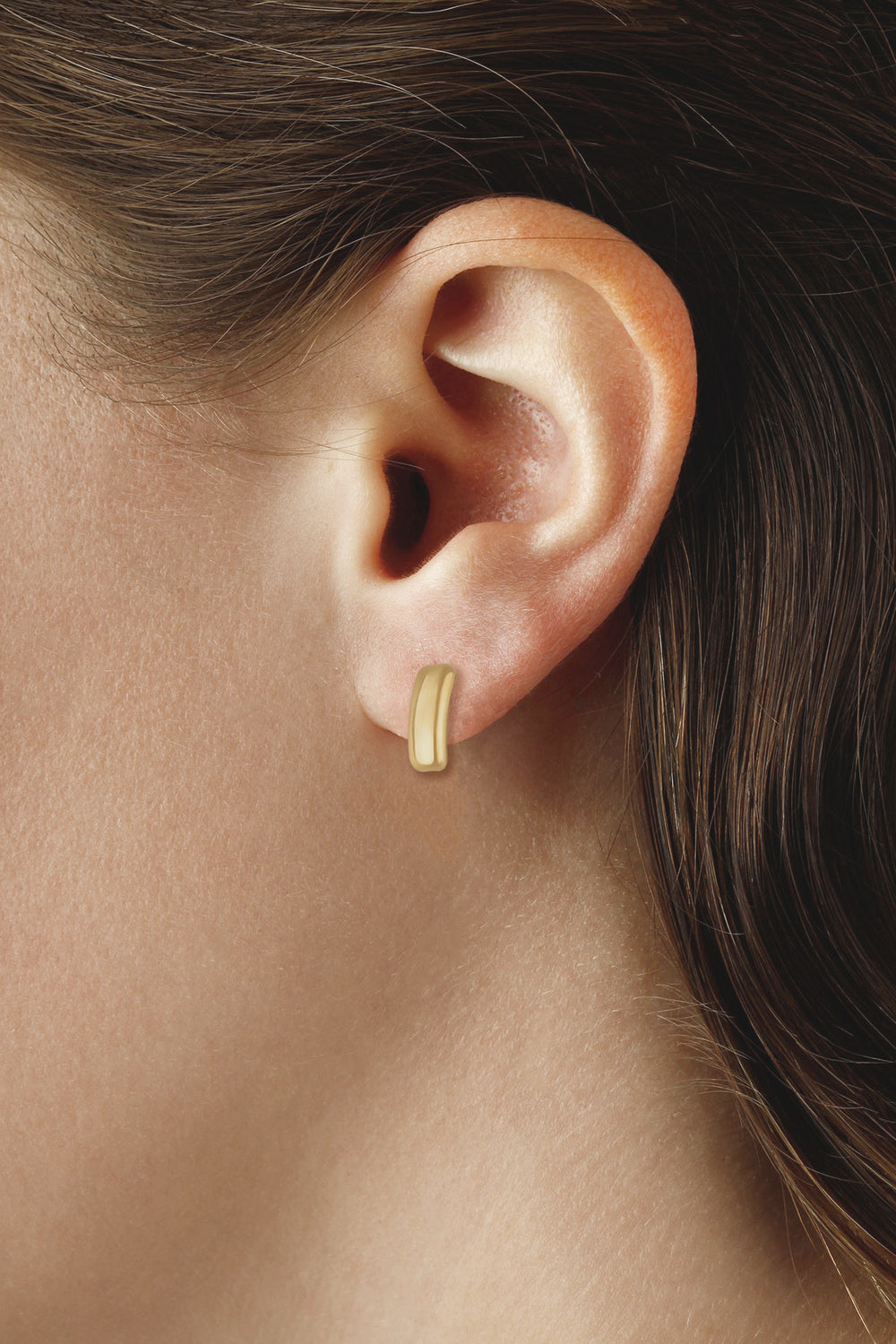 Yellow Gold Soft Rectangle Stud Earrings
