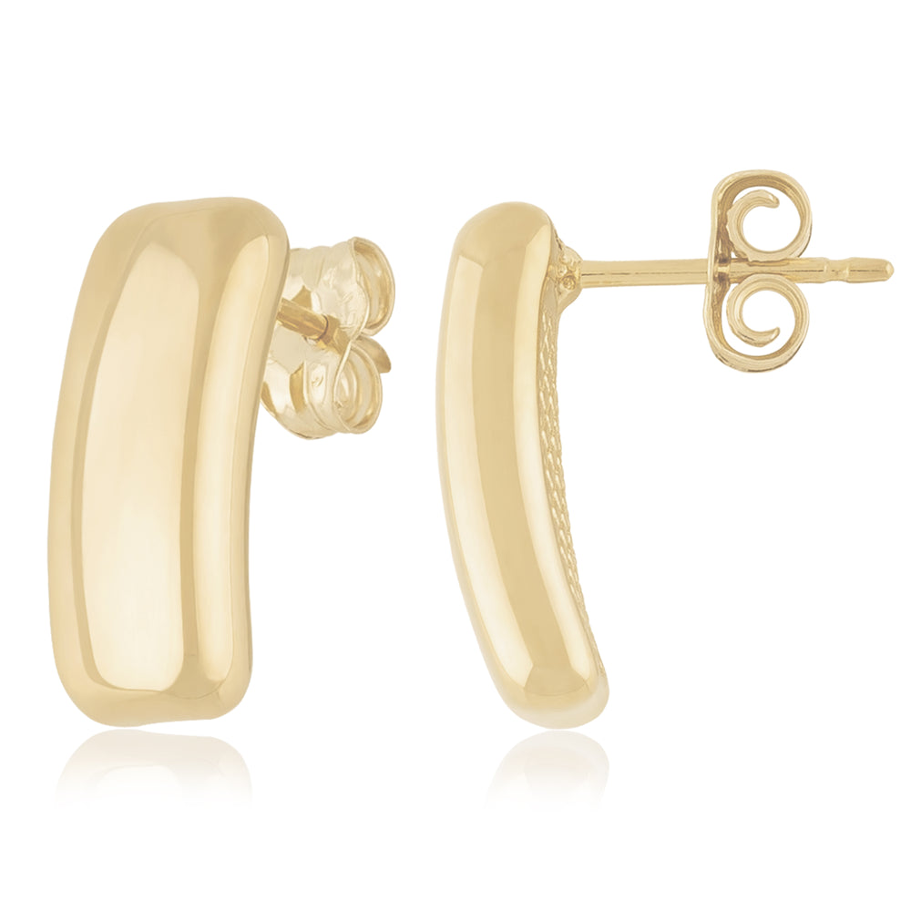 Yellow Gold Soft Rectangle Stud Earrings