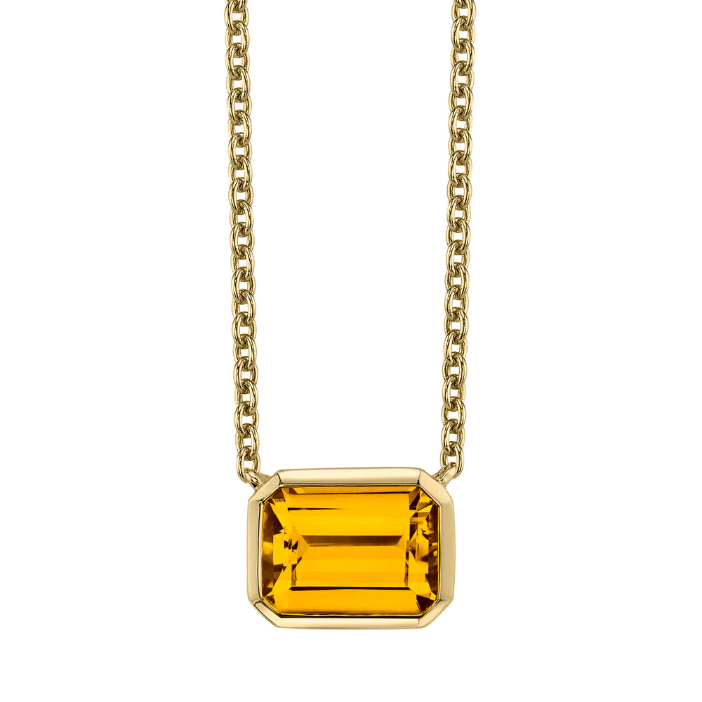 Emerald Cut Citrine East-West Pendant